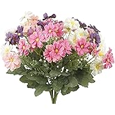 CITYES 4 Pcs Artificial Daisy Flowers Outdoor UV Resistant Silk Flowers for Outside Pink Faux Daisy Bouquet Arrangement for Spring Summer Garden Porch Window Box Planter Front Door Patio Balcony Decor