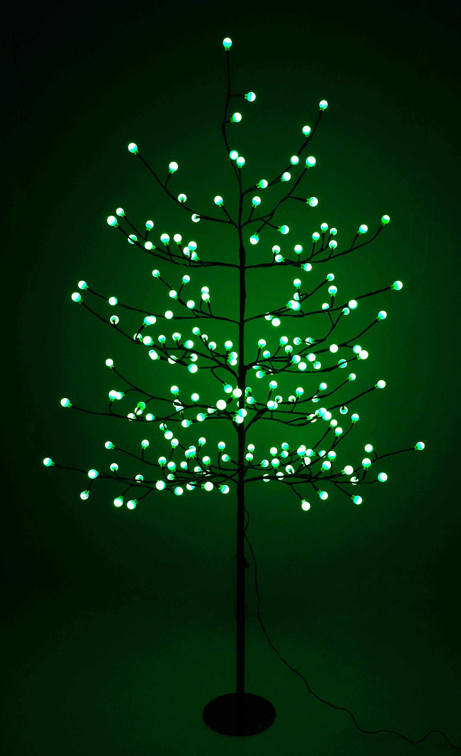 Christmas Concepts® 1.5m (5ft) Green LED Berry Tree With 200 LED's And Round Silver Base - Christmas Decorations - Indoor Christmas Lights