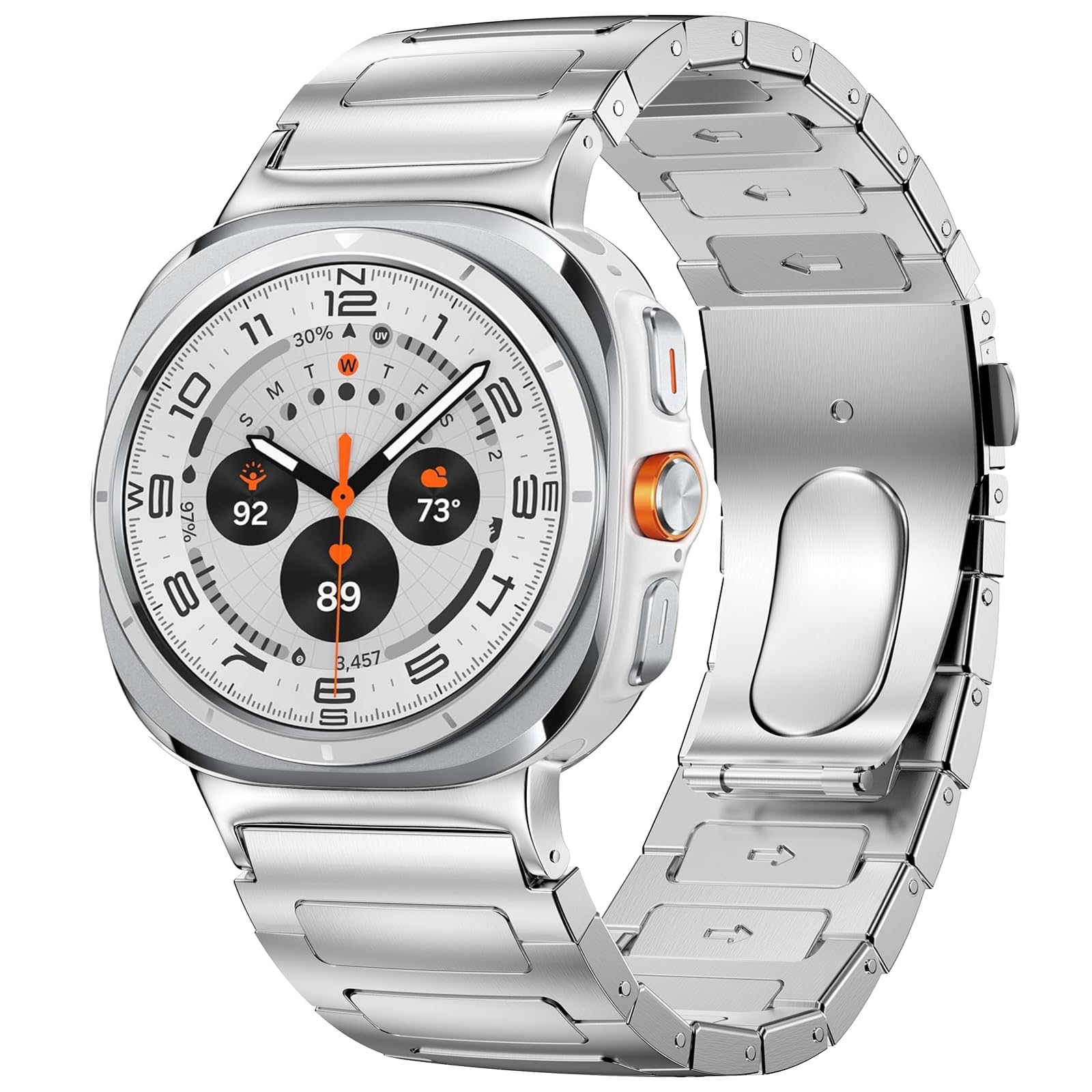 Photo 1 of KOREDA No Gap Bands Compatible with Samsung Galaxy Watch Ultra 2/1 Band 47mm(2025/2024) for Men, Solid Business Stainless Steel Metal Bands for Galaxy Watch 7 Ultra 47mm