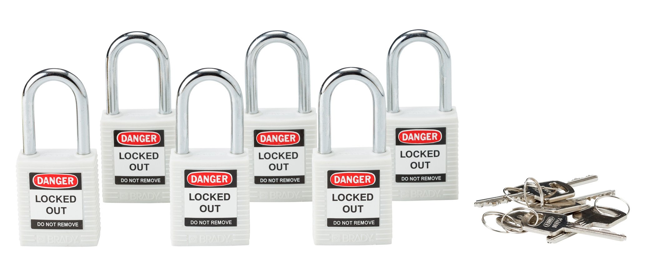 Brady 118950 White, Brady Keyed Alike Safety PadLock (6 Locks