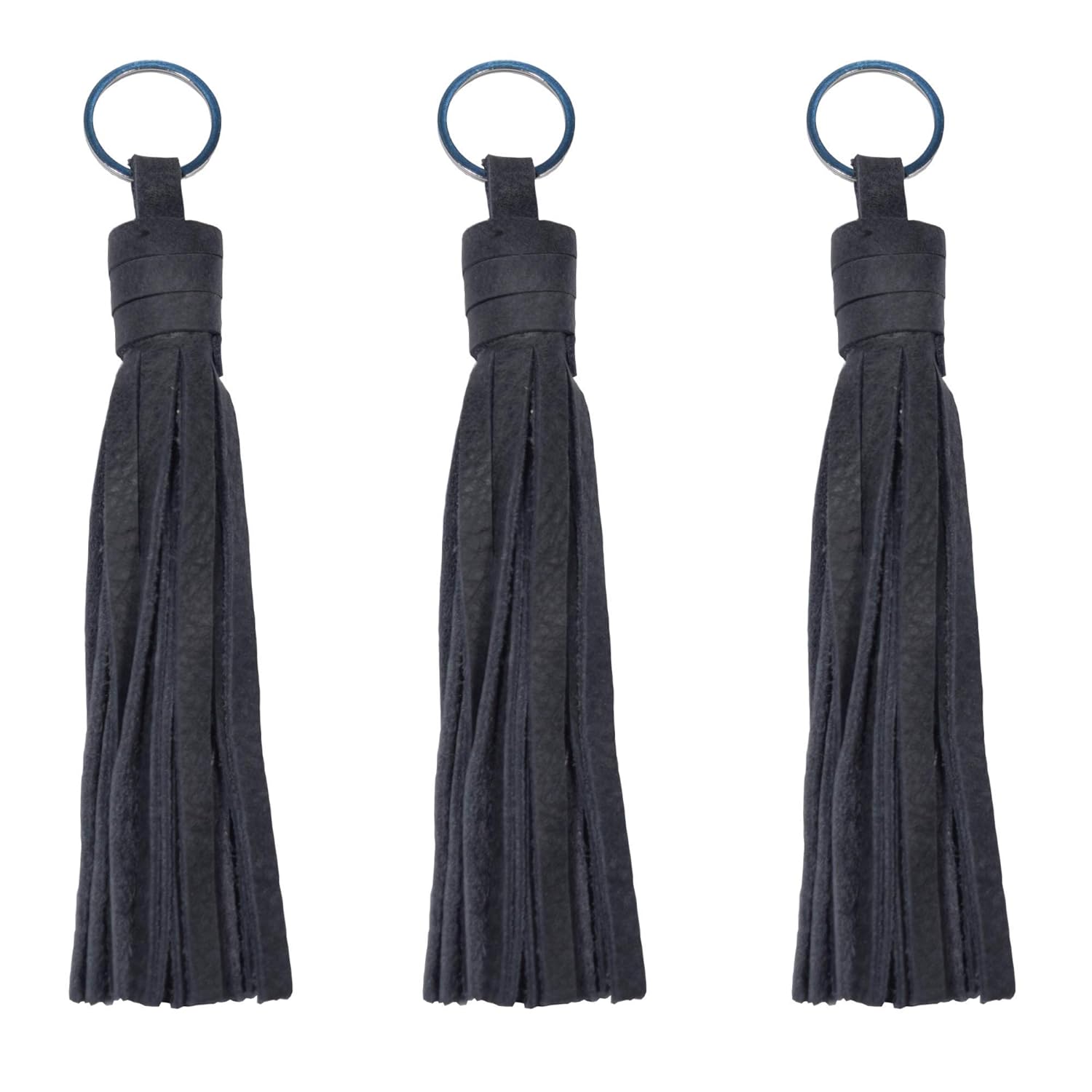 Handmade Black Leather Tassel Keychain, Leather Tassel For