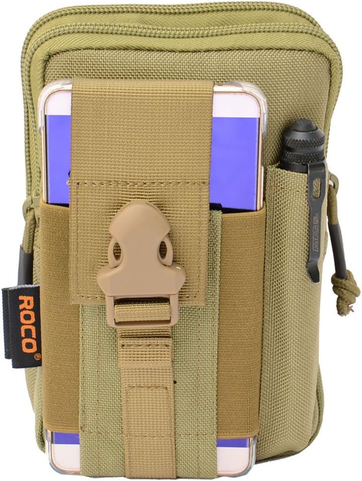 ROCOTACTICAL Compact Tactical Molle EDC Pouch Utility Gadget Belt Waist Bag with Cell Phone Holster Holder for Iphone 6 Plus, 1000D Nylon