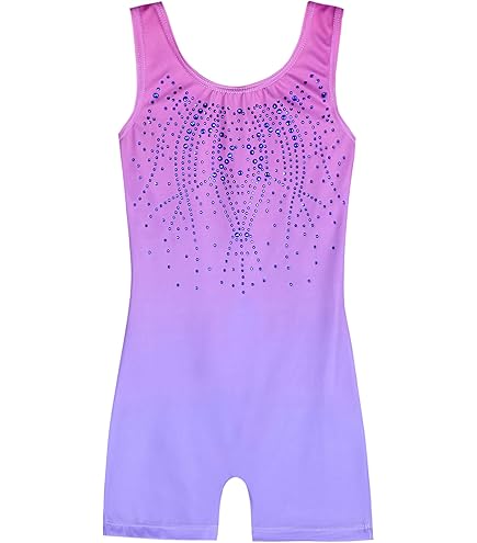 Gymnastics Leotards For Toddler Girls Long Sleeve Sparkle Stripes Tank Biketards One Piece B173gradientblue150 - View #5