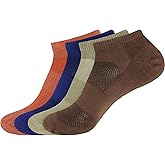 Men's Rayon from Bamboo Fiber Colored Sports Superior Wicking Athletic Ankle Socks - 4 Pair Value Pack