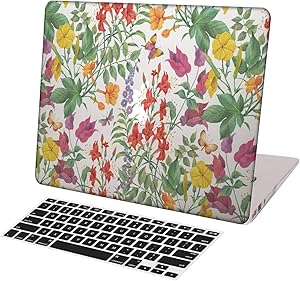 KSK KAISHEK Matte Transparent Laptop Case for Old MacBook Pro 15 inch(2012-2015 Release,Retina Display,No Touch Bar) Model:A1398,Ultra Slim Light Hard Shell Keyboard Cover,Yellow and Red Flowers