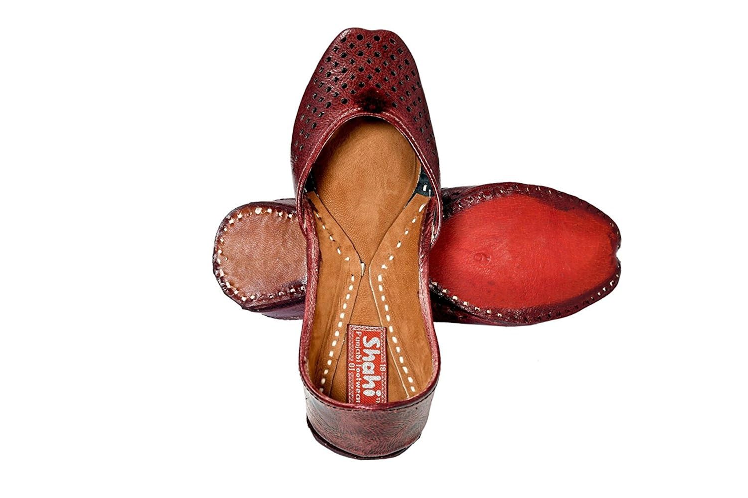 shahi women's traditional ethnic brown leather jutti/mojari (spf-1113)