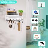 HapiRm Key Holder Wall Mount with 6 Hooks and Shelf view 5