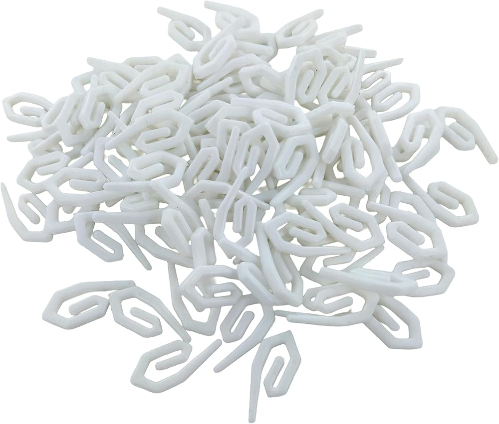 Merriway BH04576 White Nylon Curtain Hooks 100 Pack Heavy Duty Pencil Pleat