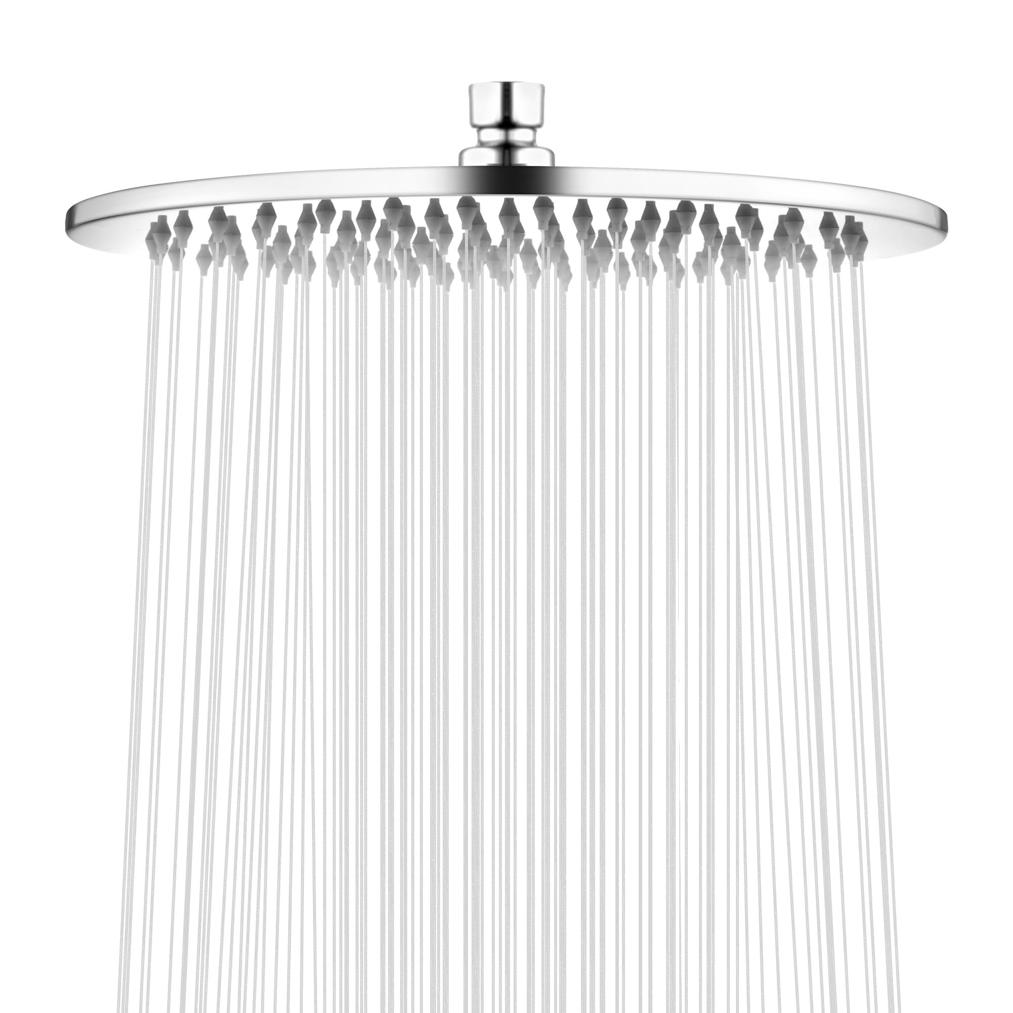 Round Rainfall Shower Head 9.8-Inch Large Overhead Fixed Rain Showerhead Full Body Coverage Stainless Steel Shower Head with Adjustable Swivel Ball Joint | G1/2" Universal Fitting | Polished Chrome