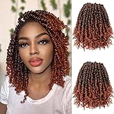 Passion Twist Crochet Hair 10 Inch 8 Packs Pre-twisted Passion Twist Crochet Hair Pre-looped Passion Twist Hair Bohemian Braids Synthetic Crochet Hair Extensions(10 Inch (Pack of 8), 1B/350#)