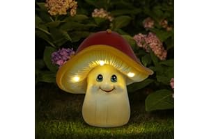 REYISO Outdoor Decor Garden Statues Mushroom, Outdoor Lights Solar Garden Mushroom Decor, Mushroom Fairy Light for Yard Ornament, Home Decor, Valentine Decor, Birthday Gifts for Girlfriend, Women, Kids