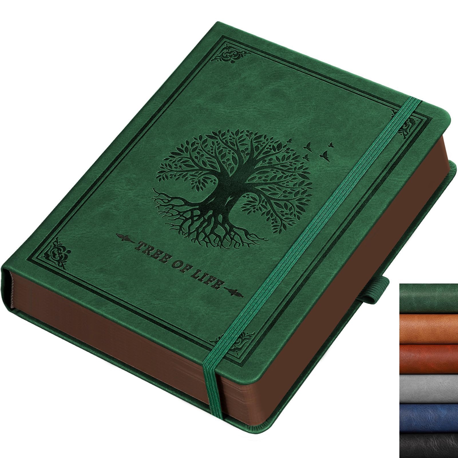 RETTACY Large B5 Leather Journal, Hardback Lined Notebook, With 320 Numbered Pages for Writing,100gsm Paper, for Women Men Work Office School,19 x 25 cm - Dark Green