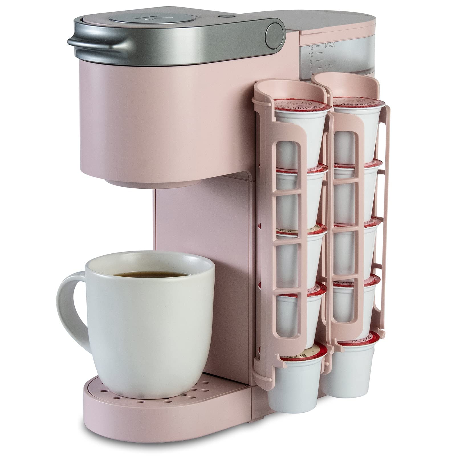 Photo 1 of STORAGENIE Coffee Pod Holder for Keurig, Side Mount K Cup Storage, Perfect for Small Counters (2 Rows/For 10 K Cups, PINK)