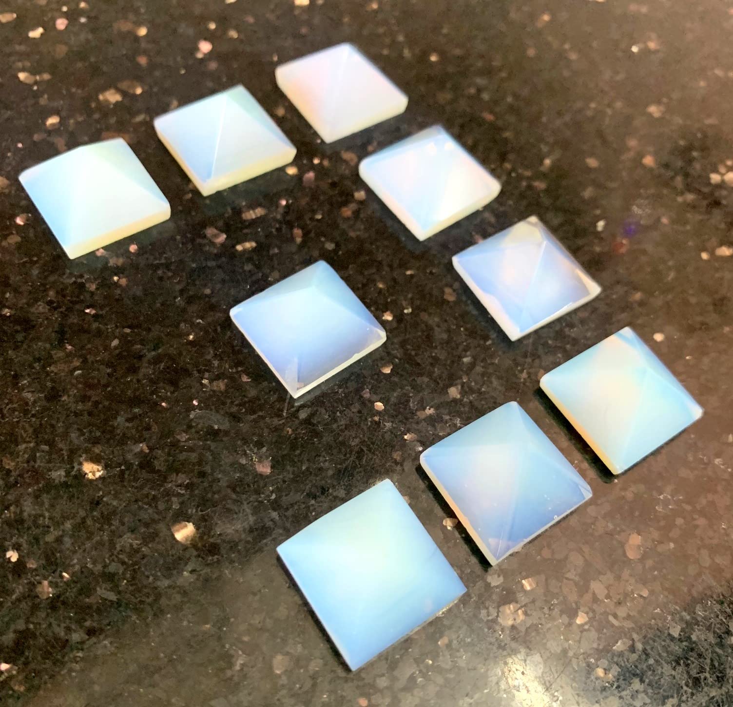 crystalmiracle Opalite Nine Mini Pyramids Crystal Healing Reiki Feng Shui Gift Wellness Peace Aura Handcrafted Energy