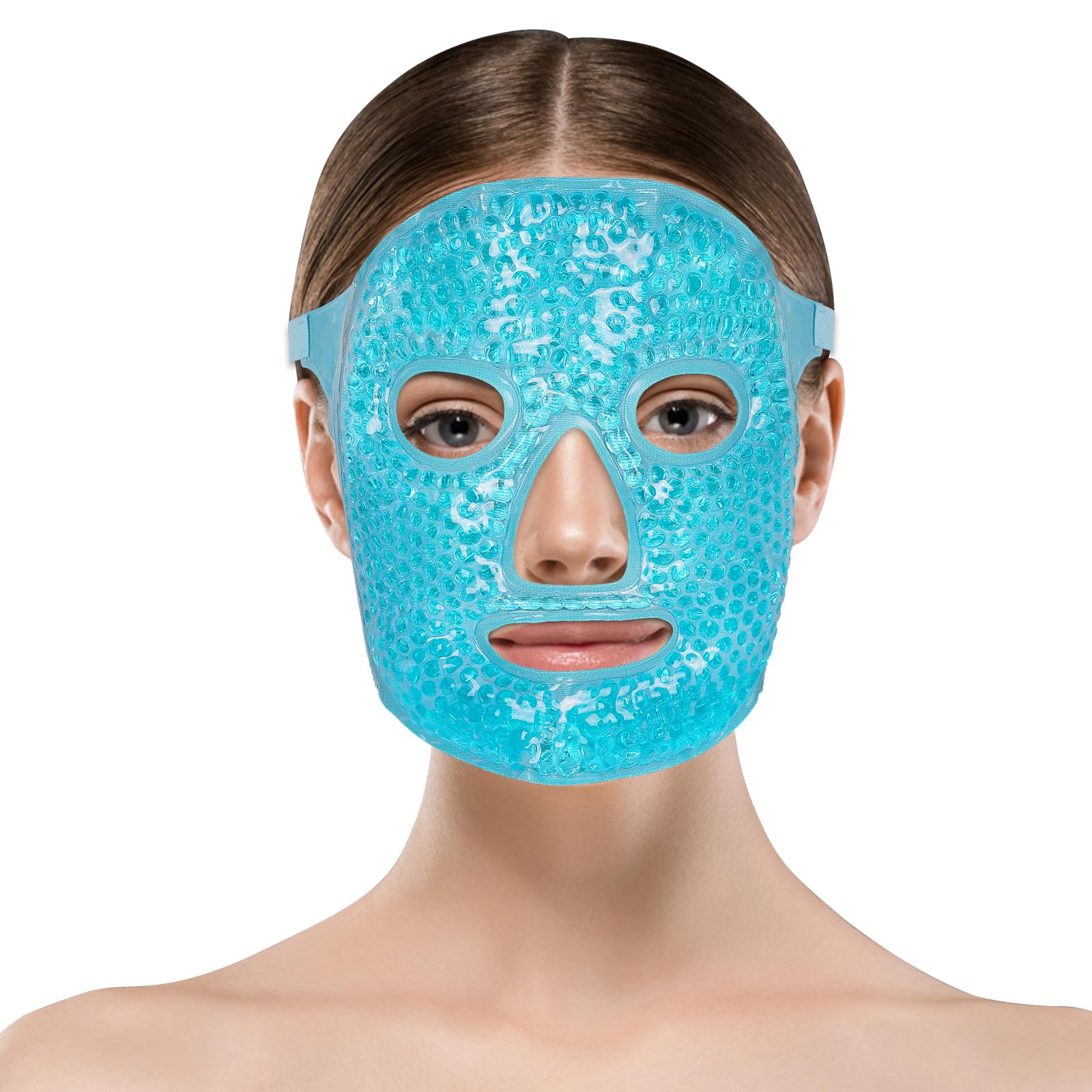 ACWOO Cooling Face Mask, Hot & Cold Therapy for Puffy Face, Dark Circles, Migraine Relief, Blue, Polyester, Plastic, Nylon, Mask