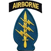 United States Army Special Forces Airborne A/B Arrowhead Patch, with Iron-On Adhesive (Blue and Yellow)