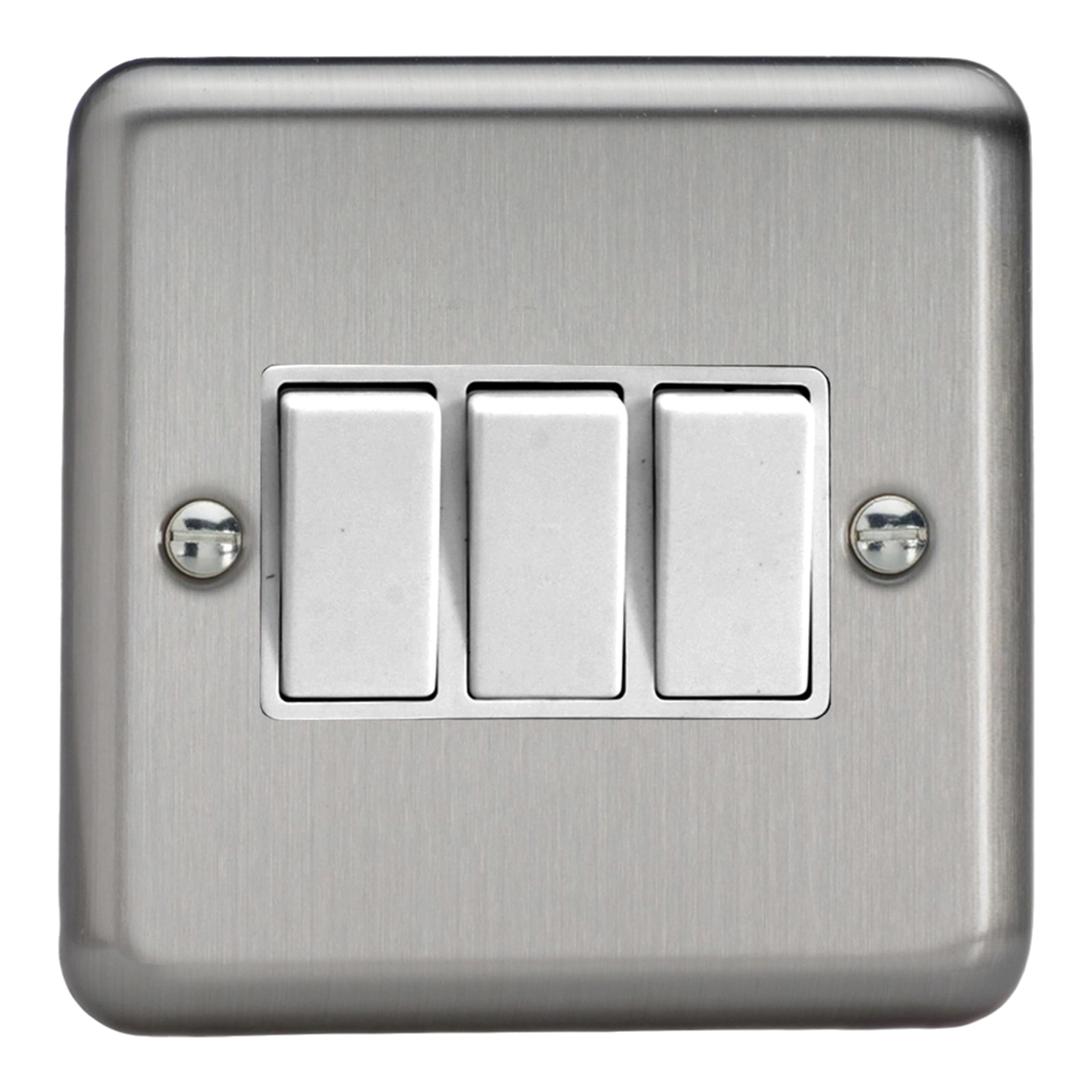 Varilight Triple Light Switch 2-Way - Value Matt Chrome With White Rockers