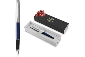 Parker Jotter Fountain Pen | Royal Blue | Medium Nib with Blue Ink | Gift Box