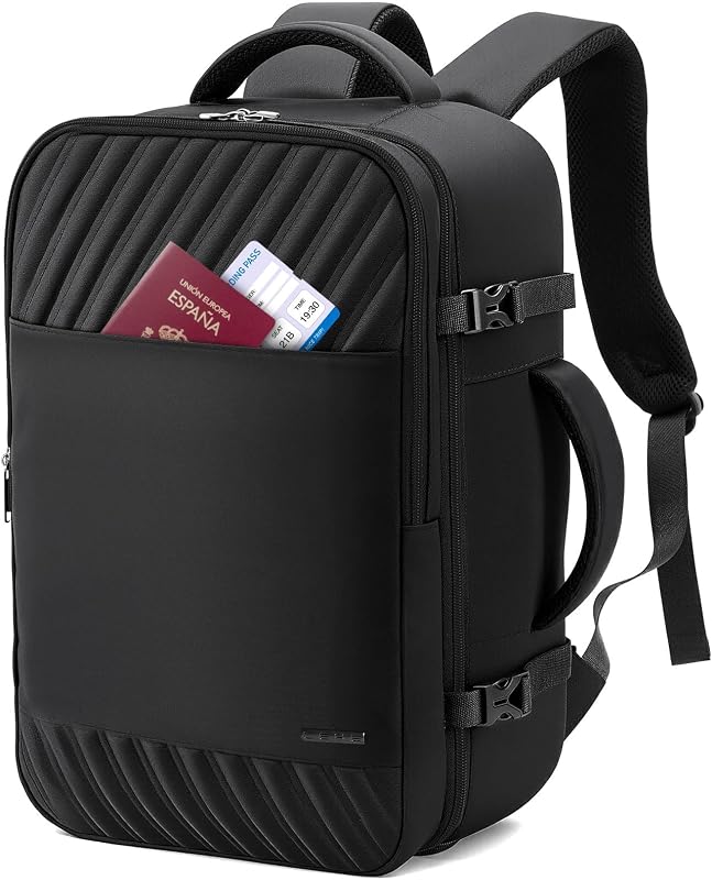 Sac a Dos Voyage Cabine Avion, 20L Sac 40x20x25 Ryanair Bagages Cabine Airbag Travel pour Easyjet Vueling Wizz Air, Sac à Dos Femme Homme pour Travail, Voyage, Weekend-Noir