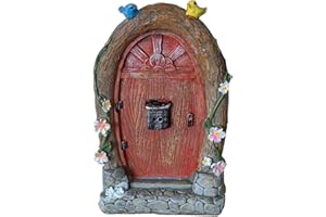 JIUMO Fairy Door for Trees Outdoor Fairy Garden Door,Fairy Garden Accessories Fairy Doors, Fairy Gardens Decor,Magic Enchanted Tree Stump Resin Wall Hanging Gifts