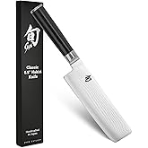 Shun Classic 6.5" Nakiri Knife, Handcrafted Japanese Vegetable Knife, VG-MAX Core with Damascus Stainless Steel Cladding, Pak