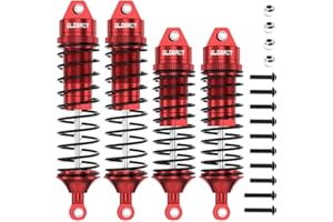 EPINON RC Oil Shocks Aluminum Front & Rear Shocks for 1/10 Slash Stampede Rustler Bandit Hoss F-150 2WD/4x4 Upgrade Parts Replace 5862 (4PCS Red)