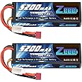Zeee 7.4V Lipo Battery 2S 50C 5200mAh Lipos Hard Case with Dean-Style T Connector for RC Car Trucks 1/8 1/10 RC Vehicles(2 Pa
