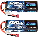 Zeee 7.4V Lipo Battery 2S 50C 5200mAh Lipos Hard Case with Dean-Style T Connector for RC Car Trucks 1/8 1/10 RC Vehicles(2 Pa