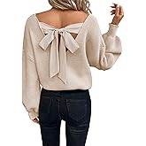 Womens Pullover Sweaters Casual Long Sleeve V Neck Loose Fit Knit Tops