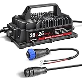 EPOWREY 25AMP Lithium Golf Cart Battery Charger for 36 Volt/43.8V(38.4V) LiFePO4 Battery with Ring Terminals Plug