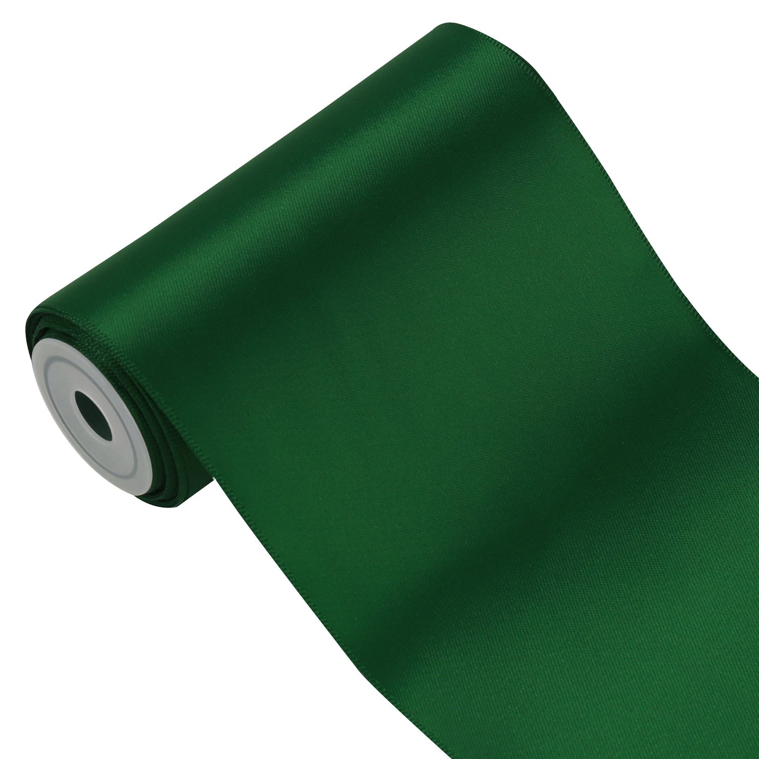 RUSPEPA 100mm Wide Solid Color Double Face Satin Ribbon - 4.5m/spool (Green)