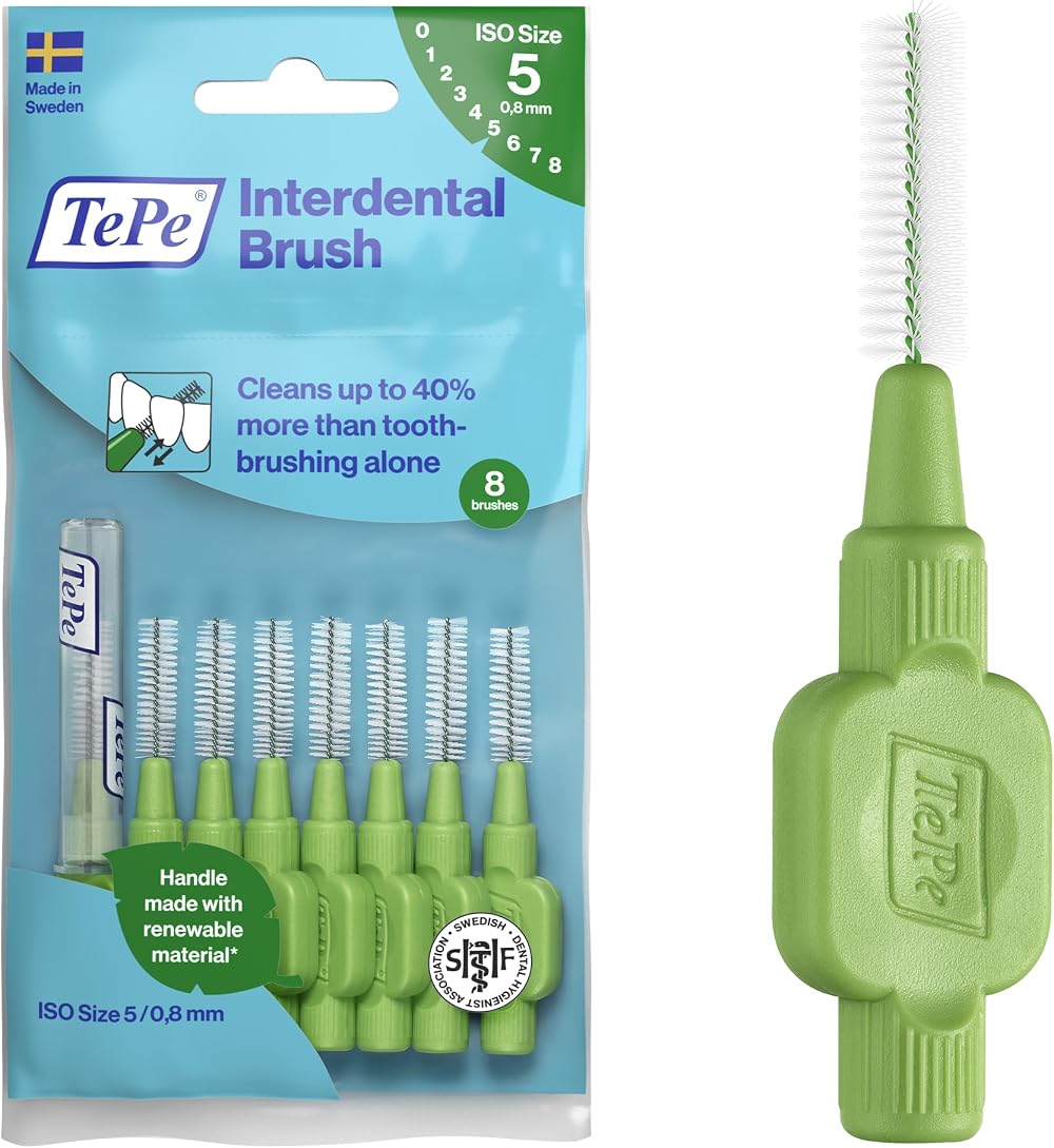 TePe Interdental Brush Original Green 0.8mm ISO 5 8pcs plaque removal