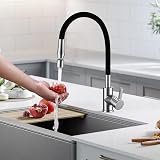 Peppermint Kitchen Tap with Flexible Hose Black Chrome 360° Swivel view 4