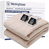 Westinghouse Heated Blanket Queen Size, Electric Heating Blanket with 10 Heating Levels, 1-12 Hours Auto Shut Off, Fast Heating Warming Blanket, Machine Washable(Queen,84x90 Inches,Beige)