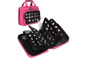 Oeun fan Enamel pin display bag, 8-page pin trading book, collectible pin board, suitable for storing pins, brooches, patches (pink)