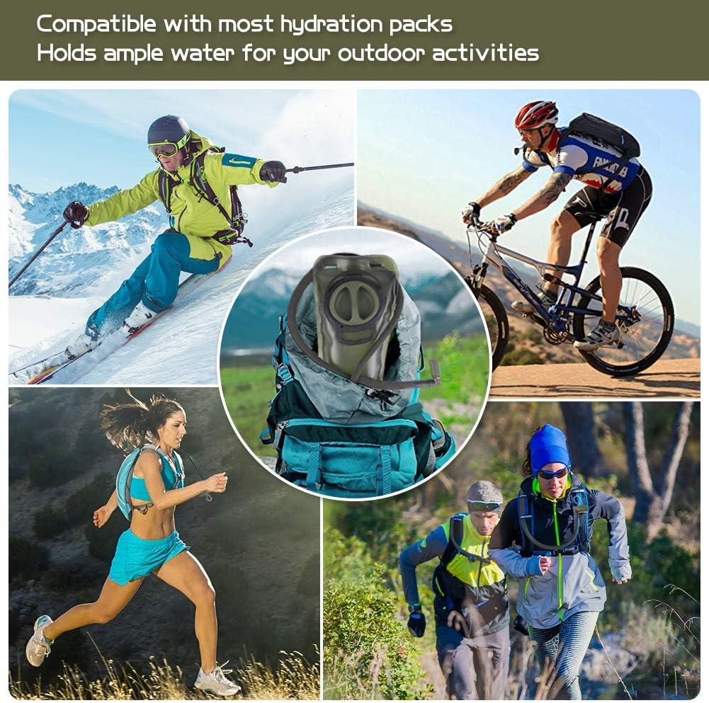 Hydration Bladder 2L Leakproof 2 Liter Water Reservoir, BPA Free Military Green Water Storage Bladder Bag with Insulated Tube, Hydration Backpack Replacement for Outdoor Hiking Camping Running Cycling : Sports & Outdoors
