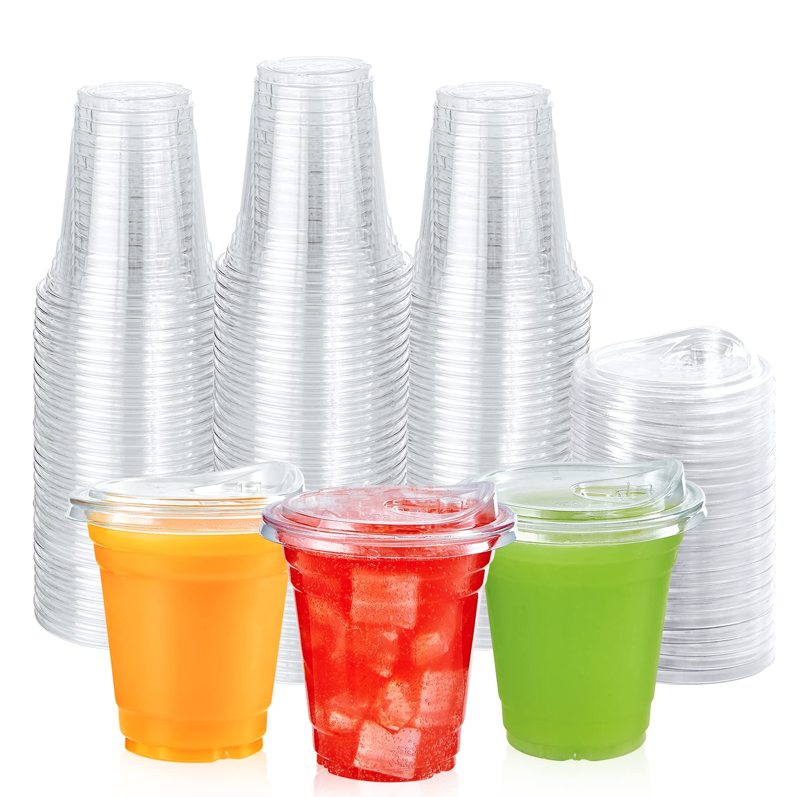 Mua [100 PACK] 12 oz Clear Plastic Cups With Strawless Sip Lids ...