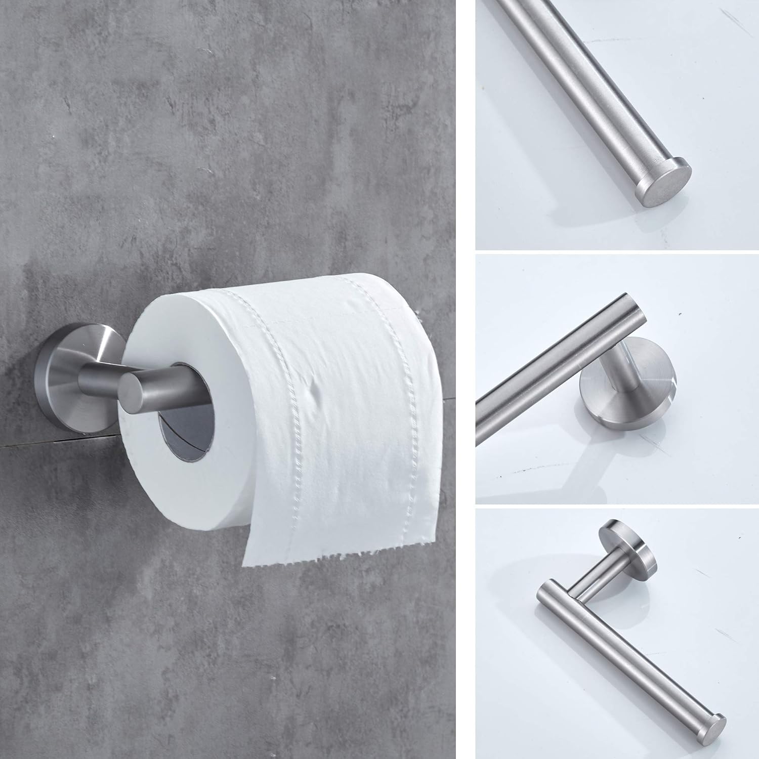 TRUSTLIFE Bathroom Hardware Set 3 Piece, Wall Mount Towel Bar Toilet Paper Holder Robe Hook Premium Stainless Steel Brushed Nickel Contemporary Style Bath Accessories: Home & Kitchen