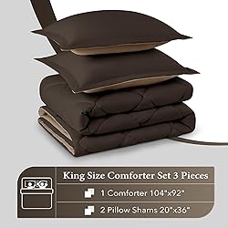 downluxe King Size Comforter Set - Brown and Tan