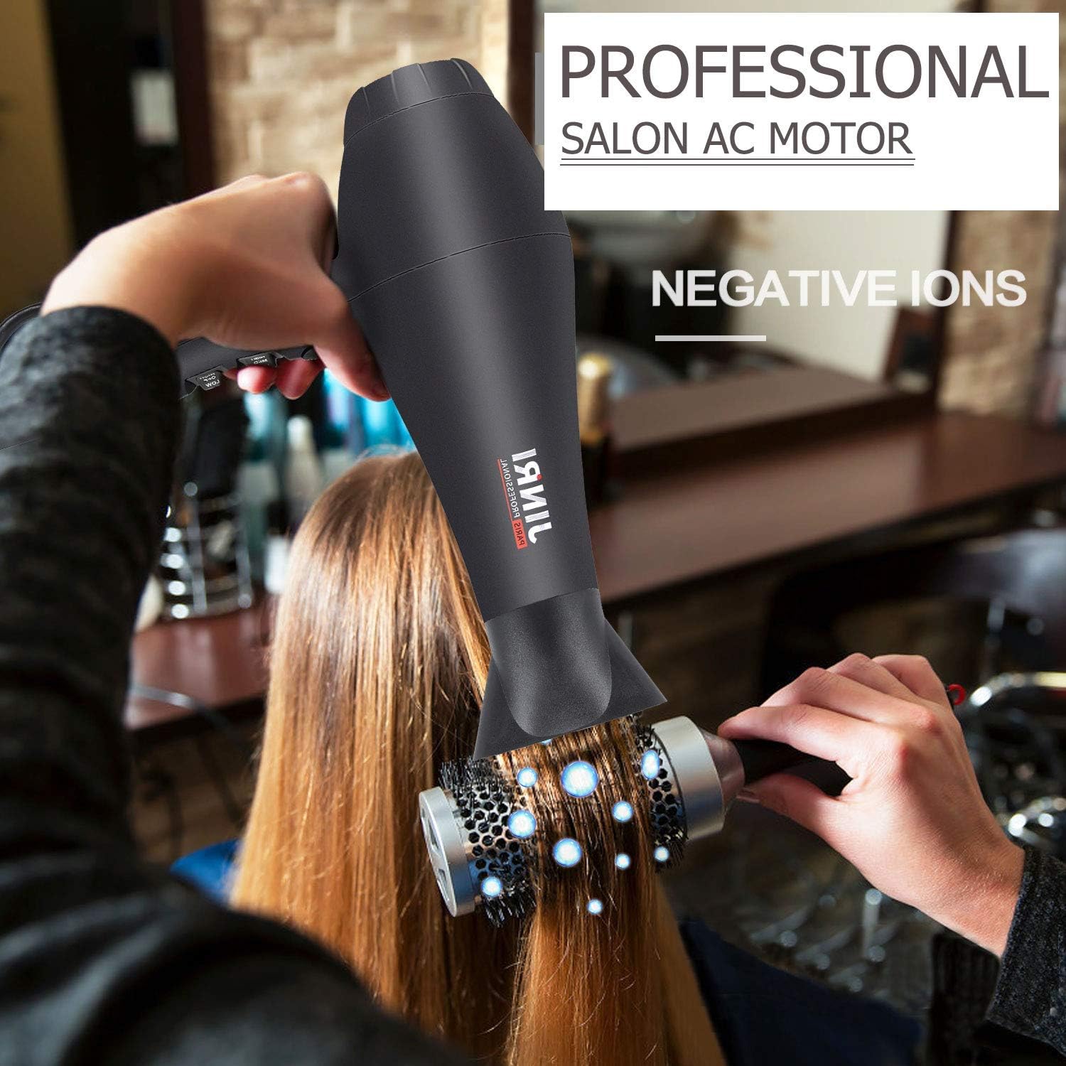 Hair Dryer 1875W, Negative Ionic Fast Dry Low Noise Blow Dryer, Professional Salon Hair Dryers with Diffuser, Concentrator, Styling Pik, 2 Speed and 3 Heat Settings: Health & Personal Care