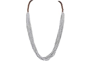 Bocar Long Multiple Row Handmade Beaded Statement 33" Necklace for Women with Gift Box