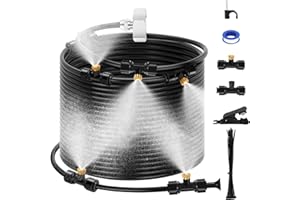 GMAULEE Misting Cooling System, DIY 33FT(10M) Misting Line + 10 Brass Mist Nozzles+ a Brass Connector(3/4'') Outdoor Mister S
