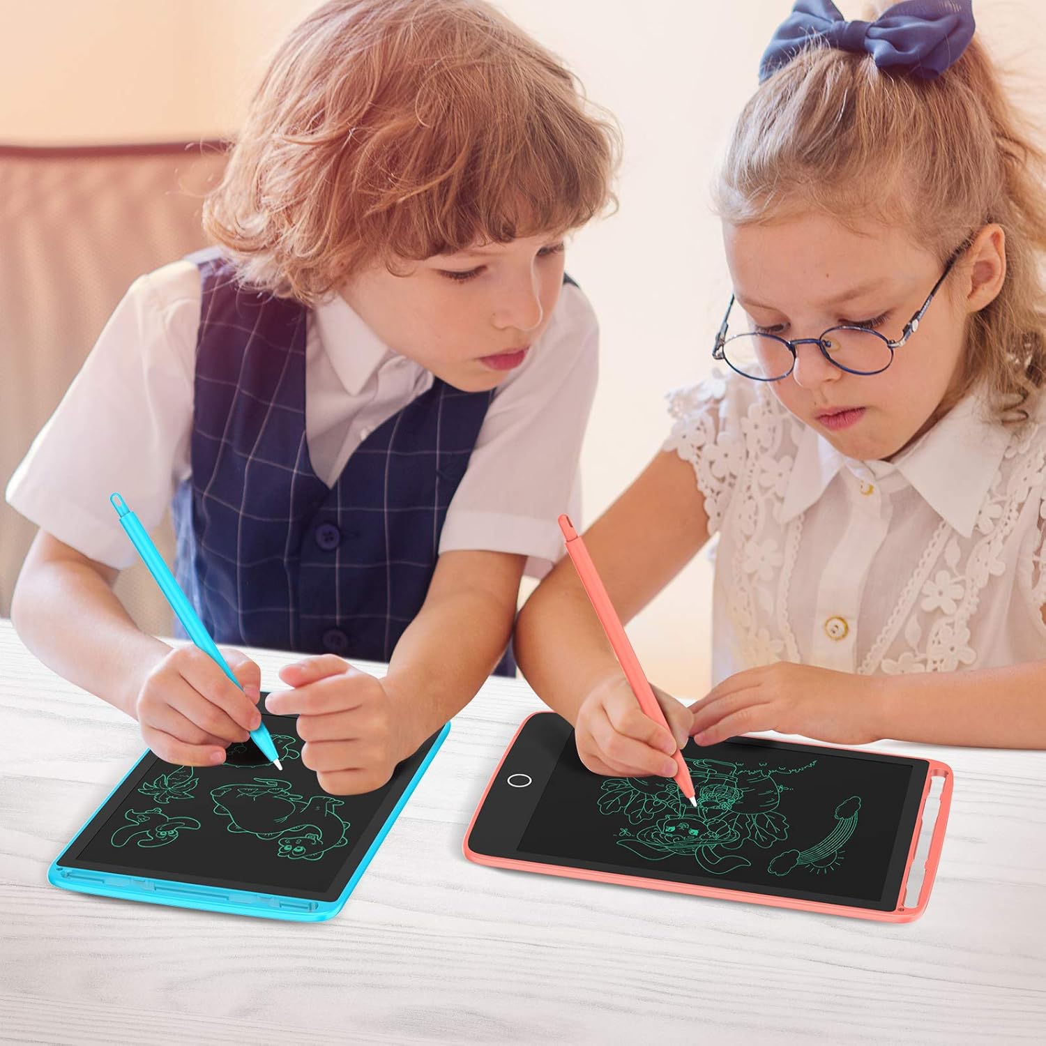 TECBOSS LCD Writing Tablet, 2 Pack Electronic Writing Drawing Board Pad Erasable, Kids Doodle Board Educational Toys Gifts for 3-6 Years Old Boys and Girls, 8.5 Inch (Blue and Pink): Computers & Accessories