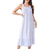 IZZY + TOBY Cotton Nightgowns for Women Sleeveless Kintted Soft Ladies Nightgown Night Gown Long Nighties