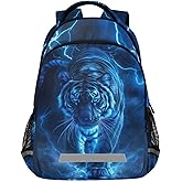 WEVIBOFU Blue White Tiger Lightning Backpack for Boys Girls Elementary School Bag Kids Travel Casual Rucksack Laptop Bookbag