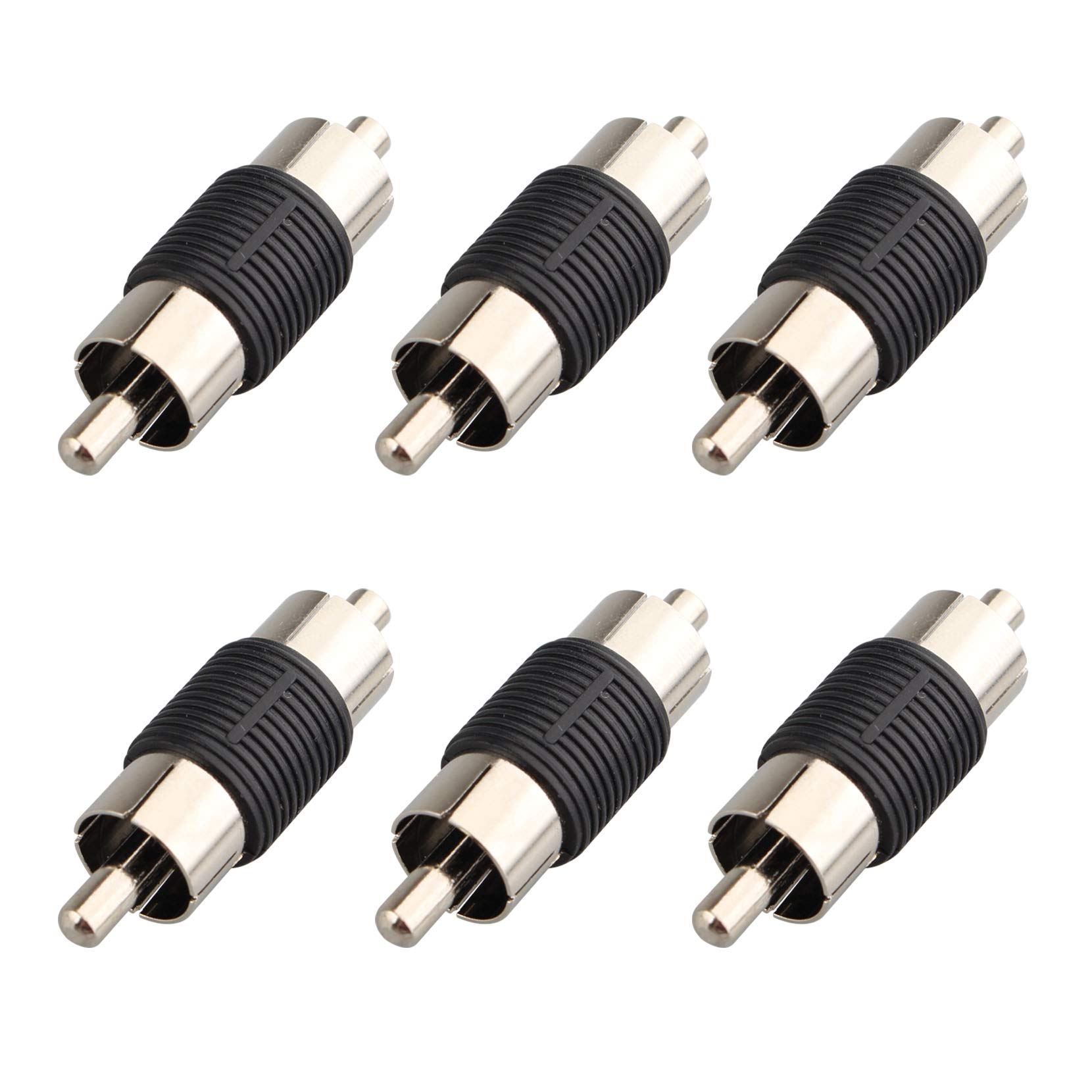 Jopto 6PCS RCA Male to Male RCA Coupler Straight Plug AV Male to Male Direct Connector Audio Video Monitoring Adapter Professional Converter Accessories for Microphone Mixer Audio Peripheral Equipment