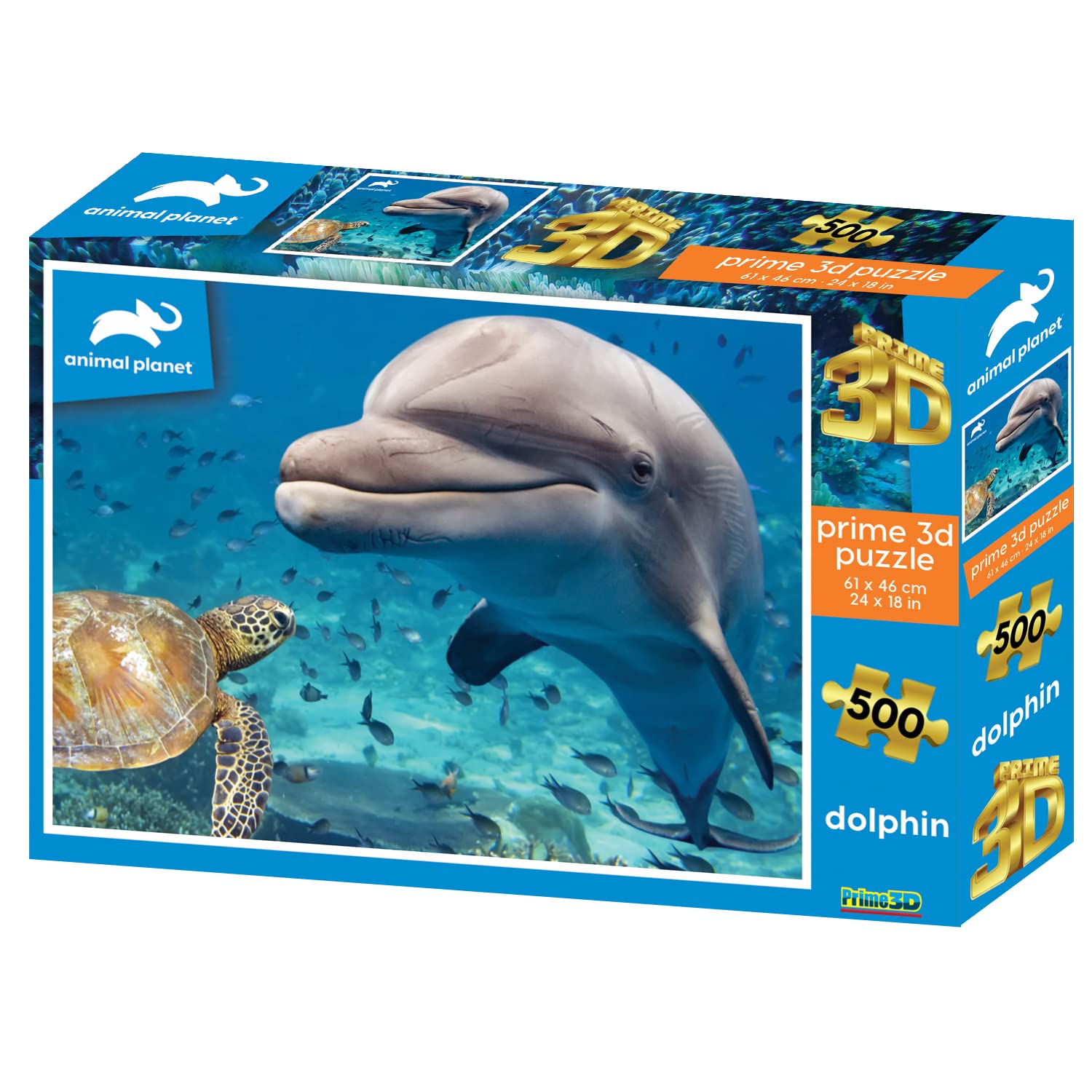 PRIME 3D | Animal Planet - Dolphin & Turtle | 3D Lenticular Jigsaw Puzzle | 61cm x 46cm - 500 pcs | Games & Puzzles | Ages 6+