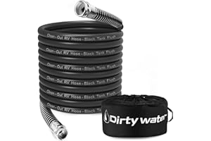 KOOPRIMIT Camper & RV Black Water Hose - No-Kink Design Camper Sewer Hose - RV Accessories With Storage Bag - Perfect For Black Water, Gray Water, And RV Tank Cleaning, 50FT 5/8" Diameter