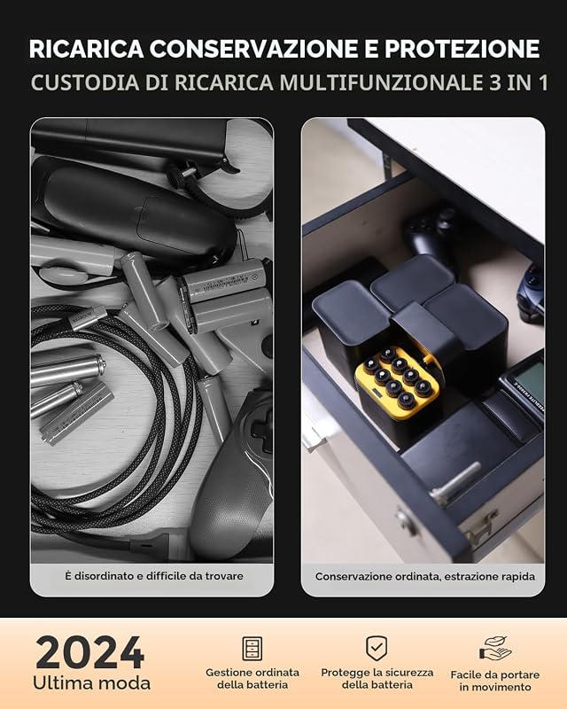 1.5V Batterie AA ricaricabili 3000mWh, Pile Ricaricabili AA Litio 1600 Cicli con display a LED nero ricarica rapida, 8 pezzi — foto 7 di 7