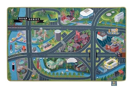 Heimatpiste Spielteppich Ruhrgebiet - Straßenteppich für Kinder, Spieleteppich Straße, 100 x 160 cm, Ökotex 100 Zertifiziert,